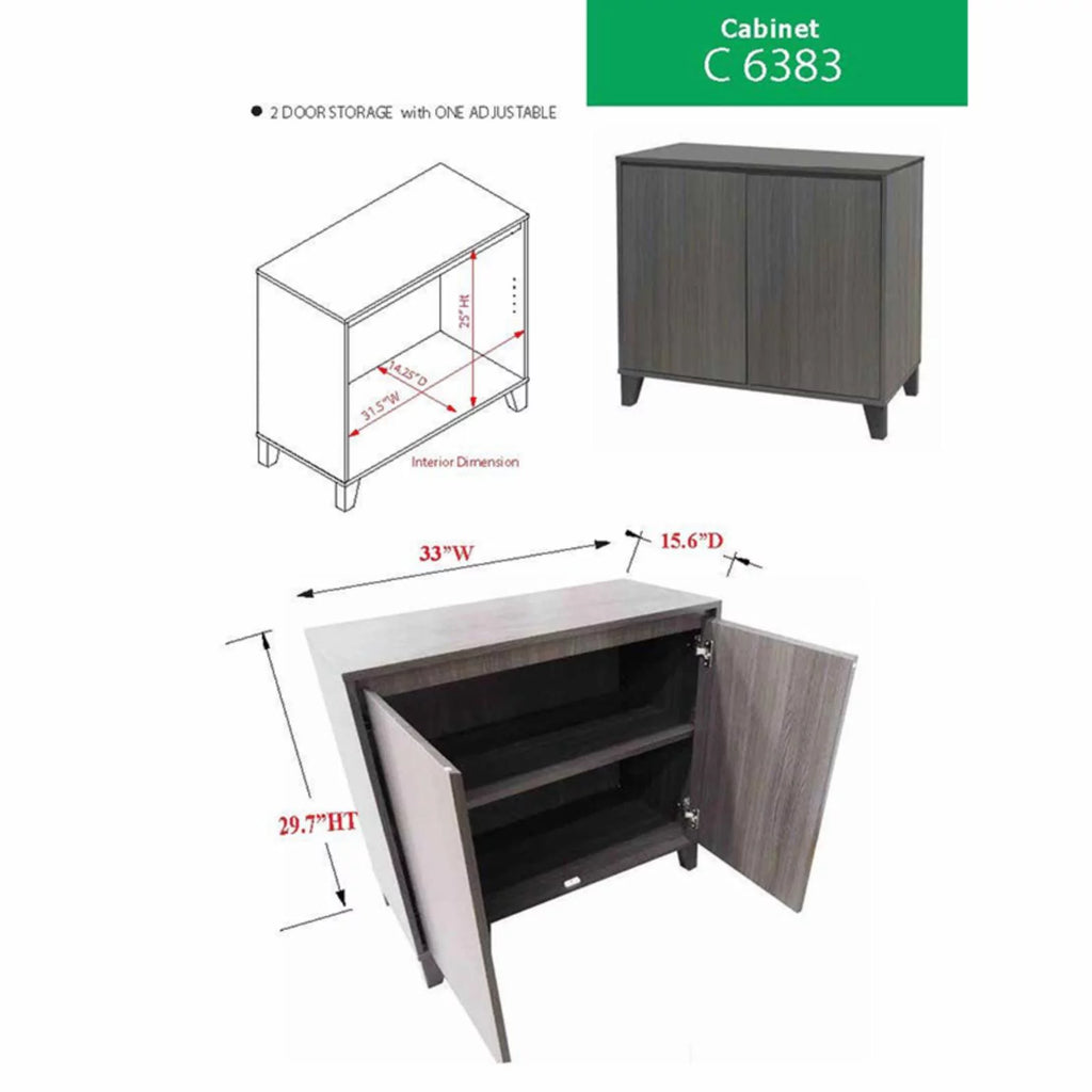 Oak 2 Door Accent Cabinet V8520