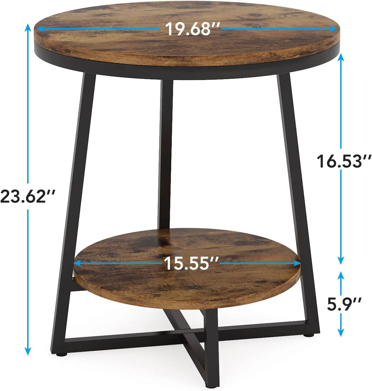 Round 2 Tier Side Table with Storage Shelf U447429
