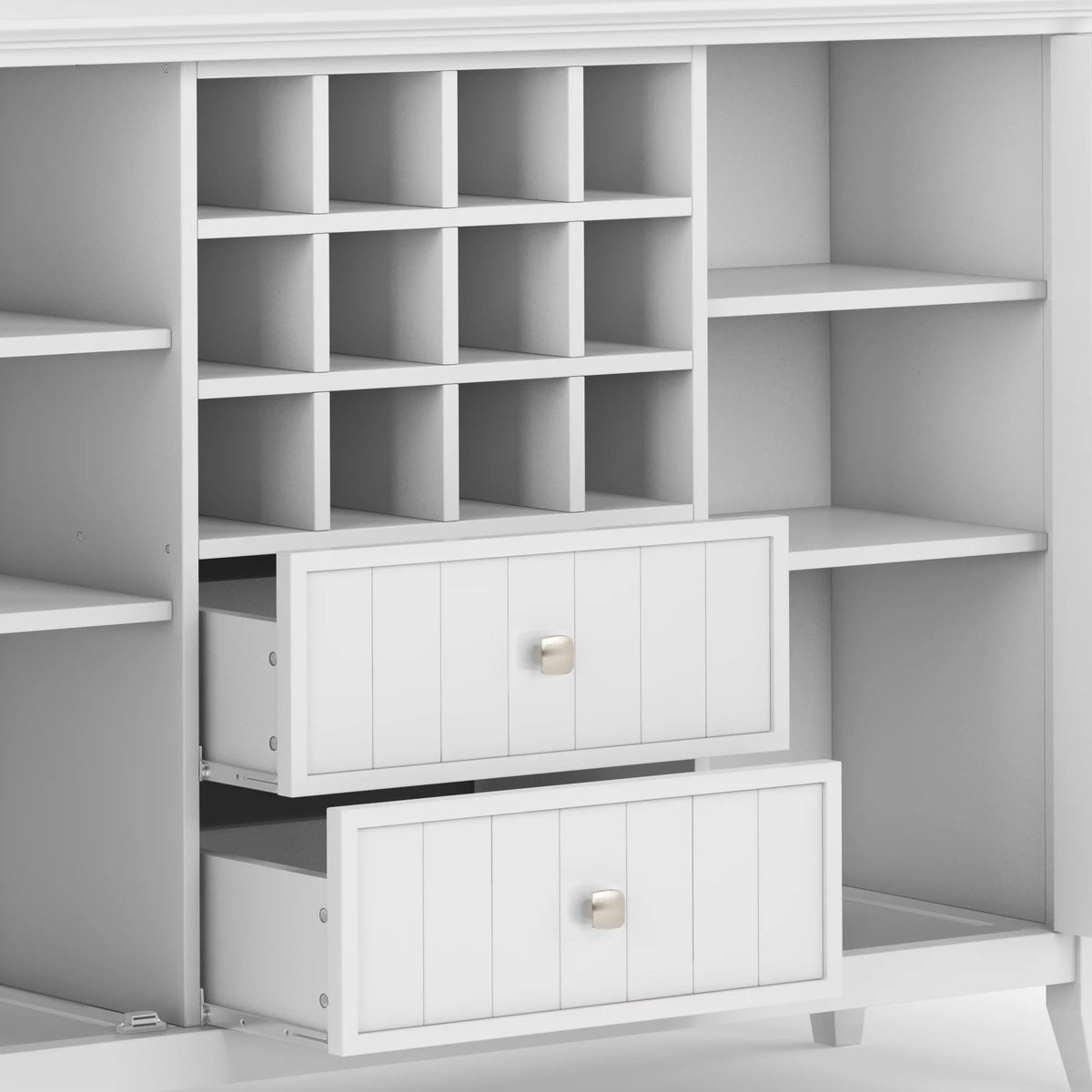 White Solid Wood Sideboard Buffet and Wine Rack V192