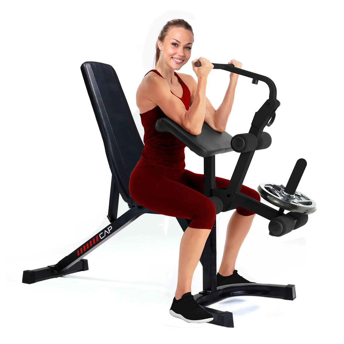 Adjustable Utility Weight Bench with Preacher Curl and Leg Press Attachment A769728