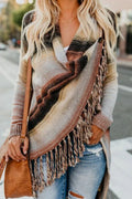 Striped Tassel Button Cardigan J579