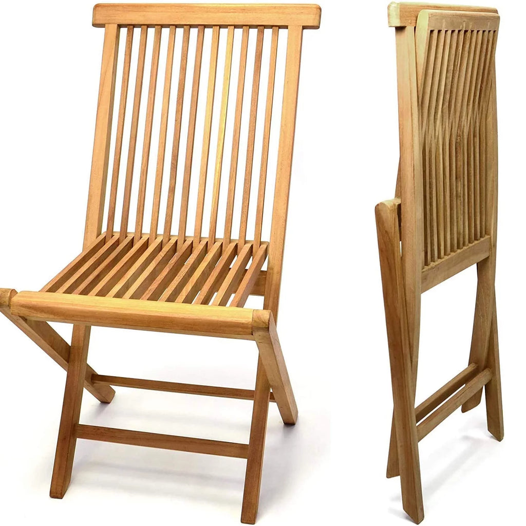Folding Chair Set of 2 Natural Solid Teak N667385