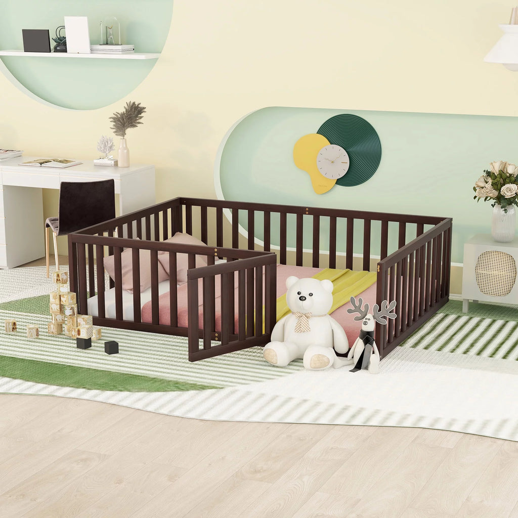 Full Size Wood Daybed Frame with Fence P879