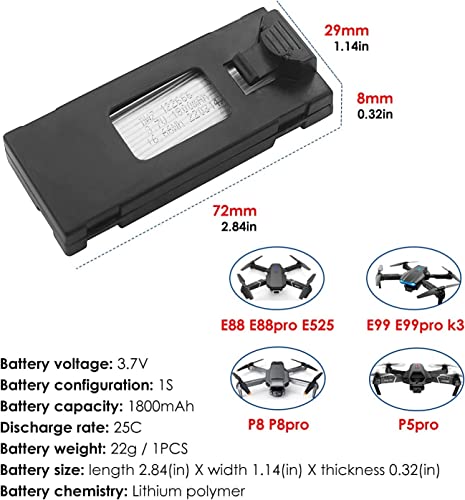 3.7V 1800mAh Li-po Batteries 4PCS with 4-in-1 Charger Y168519