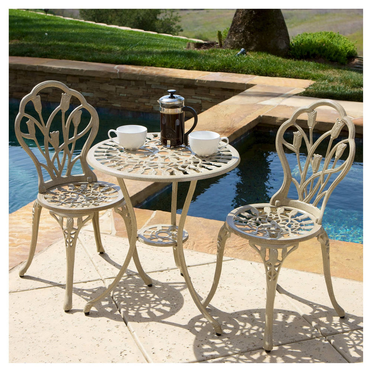 Sand Cast Aluminum Patio Bistro Set W185