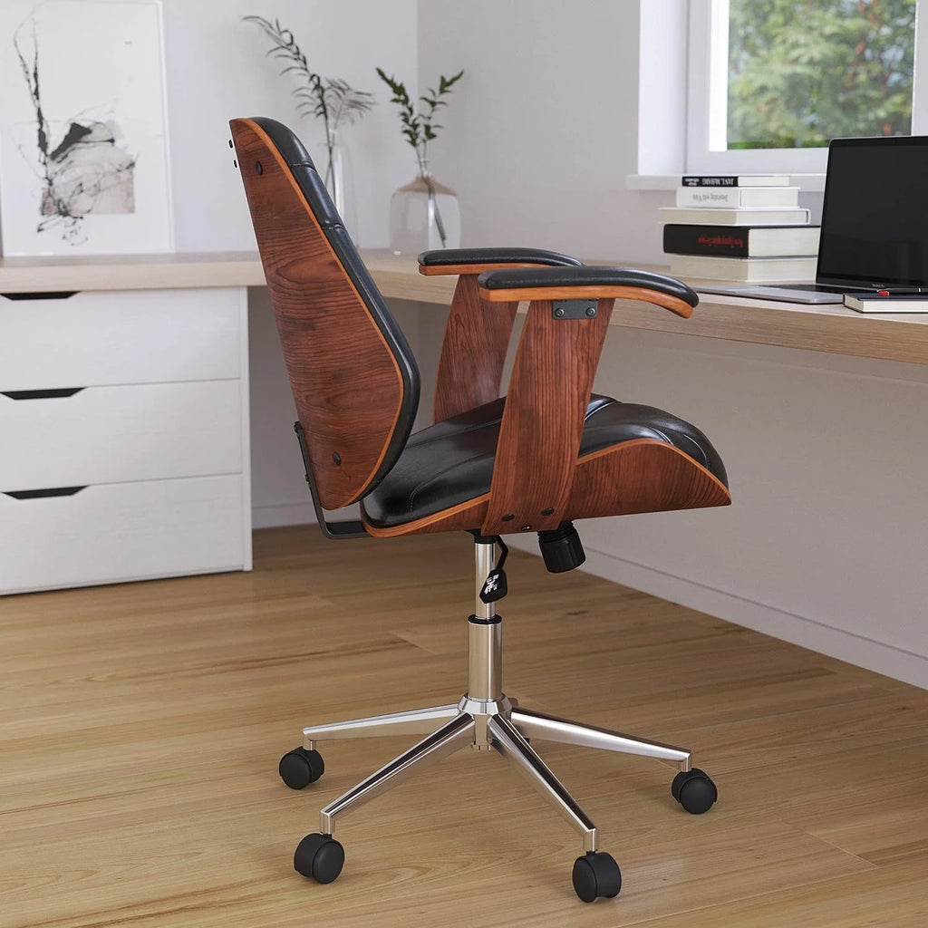 Black Faux Leather Ergonomic Office Chair A55116