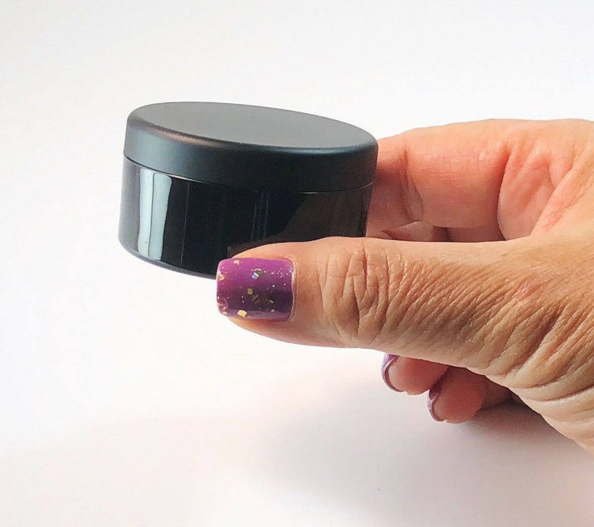 Cosmetic Jars 30 Gram Plastic Containers Matte Black Lids V4637