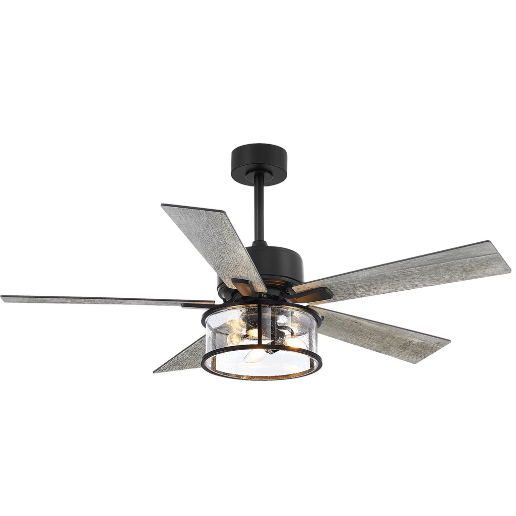 52" Matte Black Reversible Ceiling Fan with Light Kit G97374