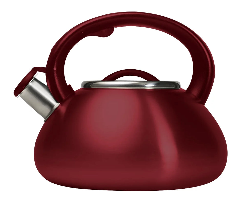 Stainless Steel Whistling Kettle, 2.5 Quarts, Matte Red T97361