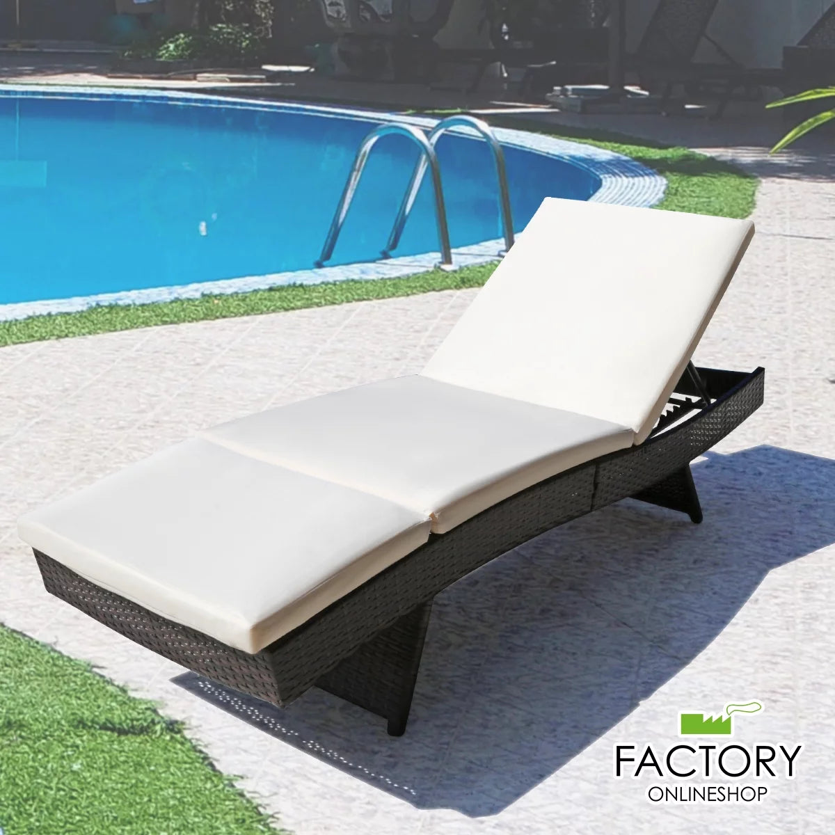 Beige Rattan Pool Chaise Lounge Chair D78313