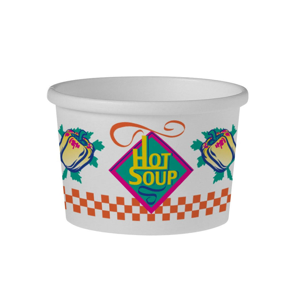 Double-Sided Polyethylene-Coated Paper Food Container with Lid, 8-oz. Capacity L261