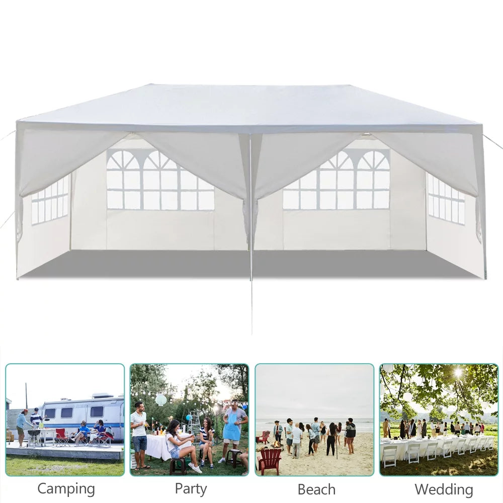 10'x 20' Canopy Tent with 6 Removable Sidewalls White P2206