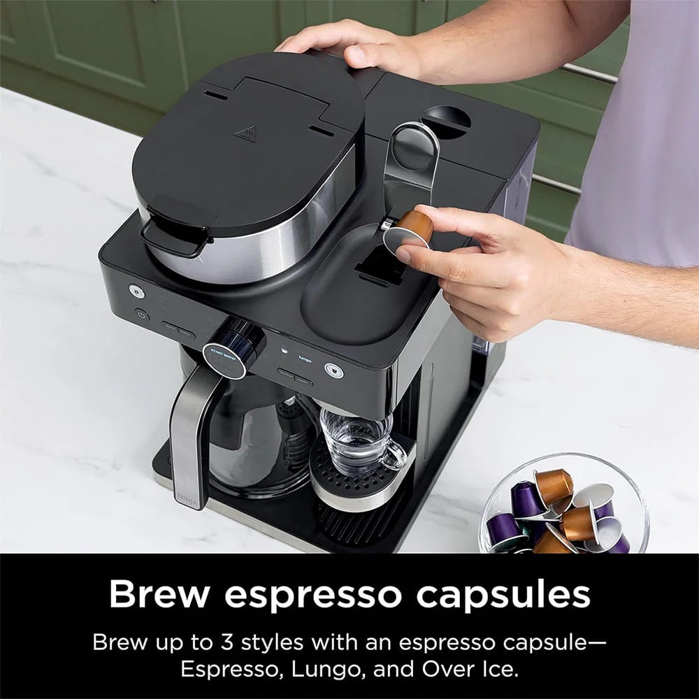 Black and Stainless Steel Espresso and Coffee Maker V627530