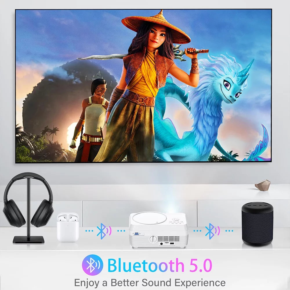 Mini Projector Built in DVD Player 8000LM HD 1080P LCD Home Theater Projector H16804