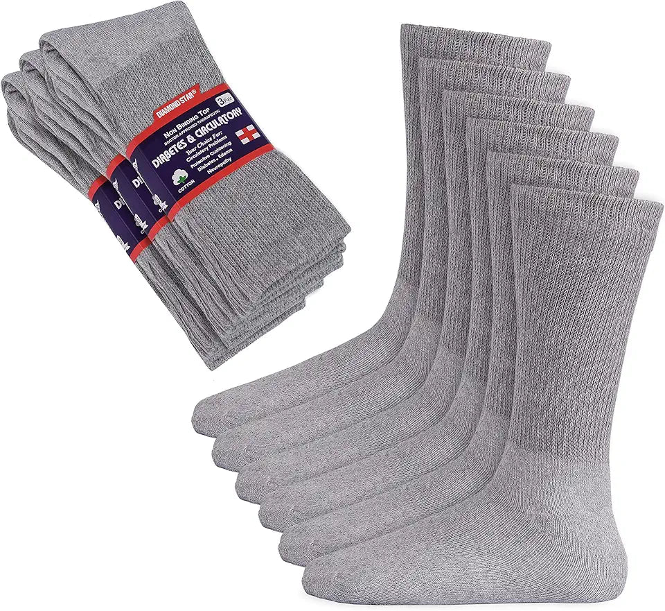 Non-Binding Cotton Crew Diabetic Socks W2622