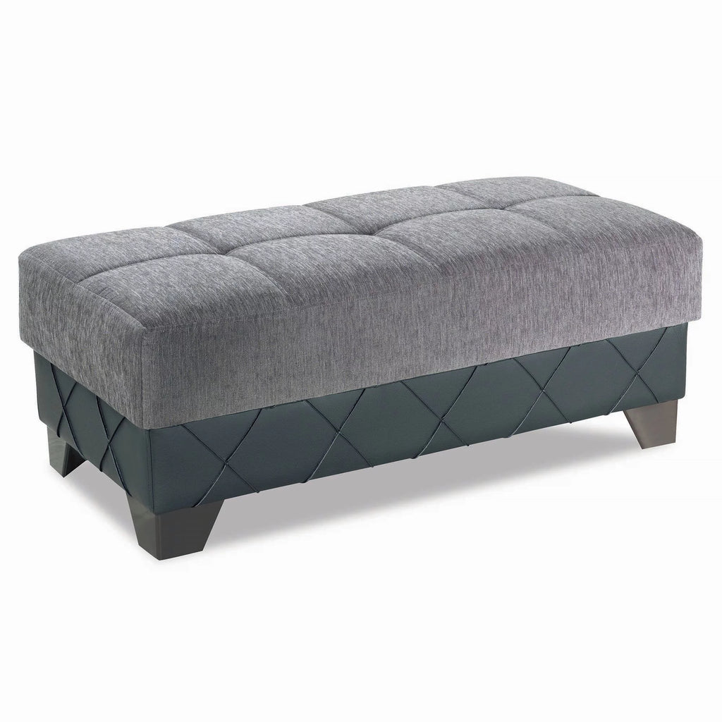 Gray Upholstered Tufted Ottoman Z990