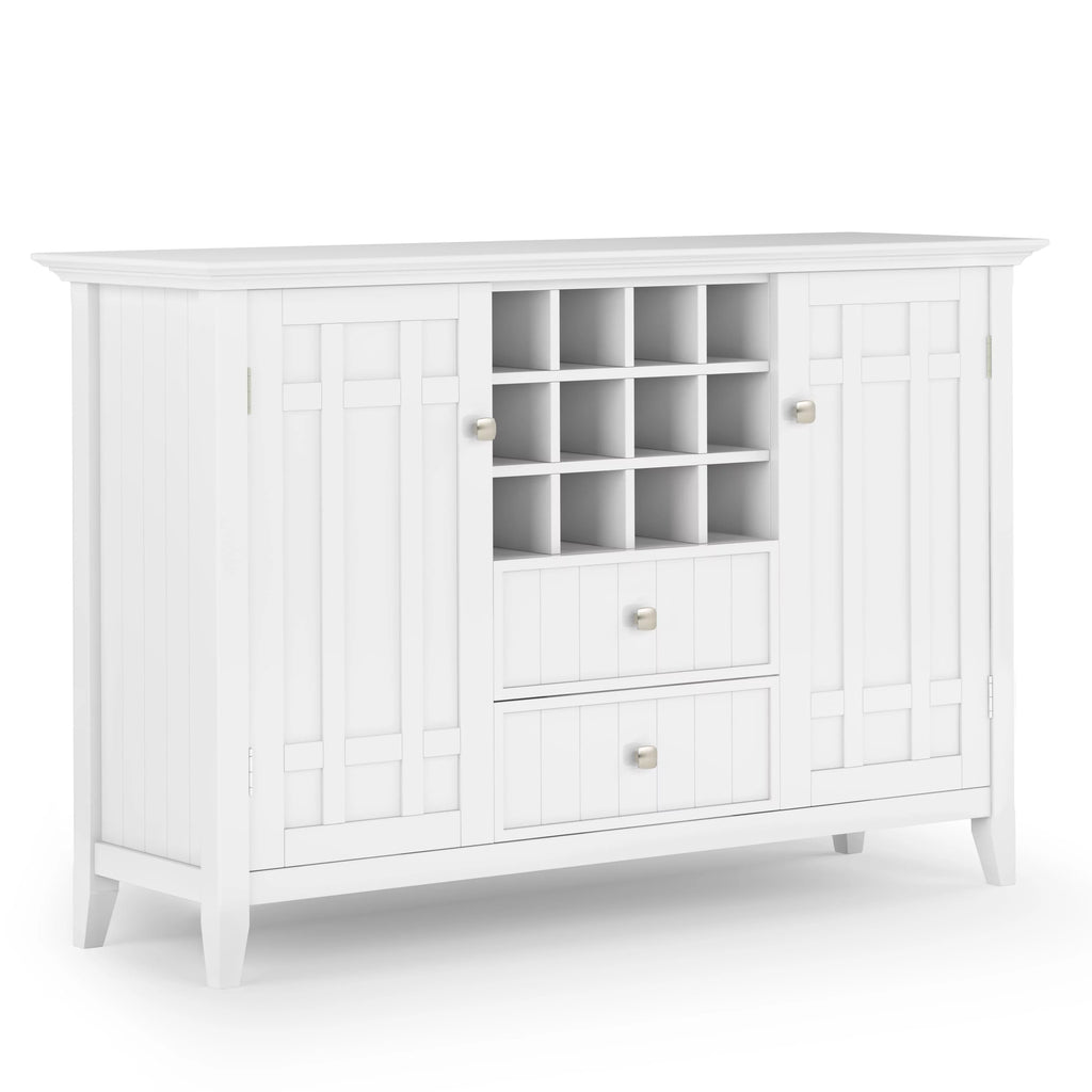 White Solid Wood Sideboard Buffet and Wine Rack V192