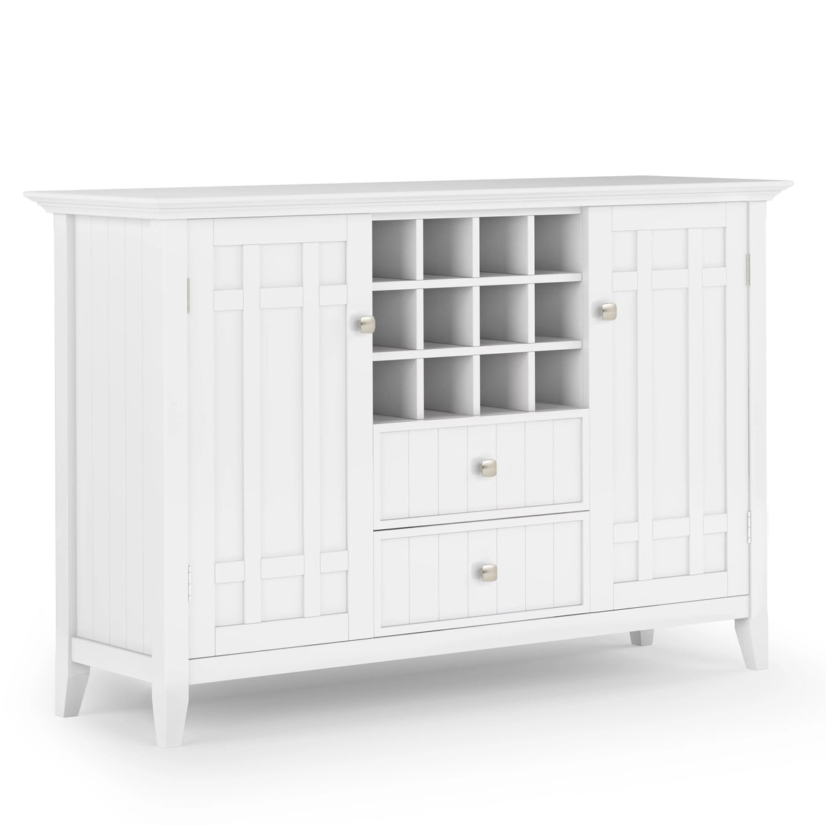White Solid Wood Sideboard Buffet and Wine Rack V192