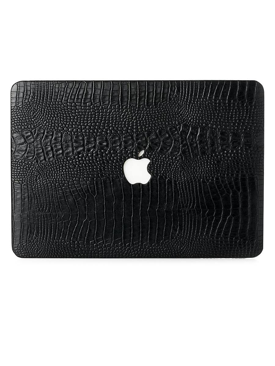 Black Faux Crocodile MacBook Case W686