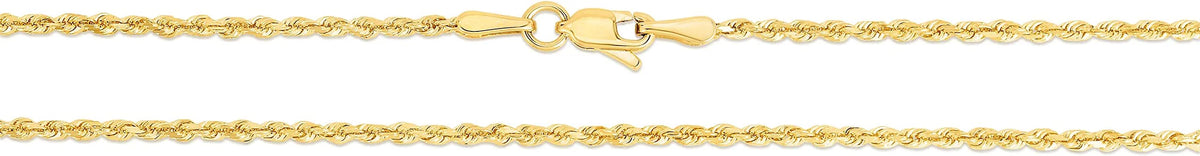 10k Yellow Gold 2mm Diamond Cut Rope Chain Necklace K4102