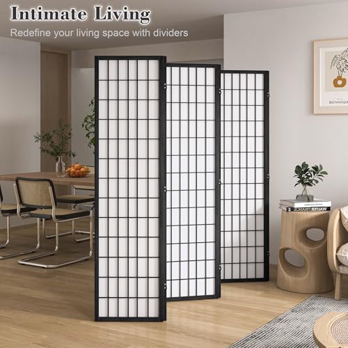 4 Panel Black Folding Room Divider E410895
