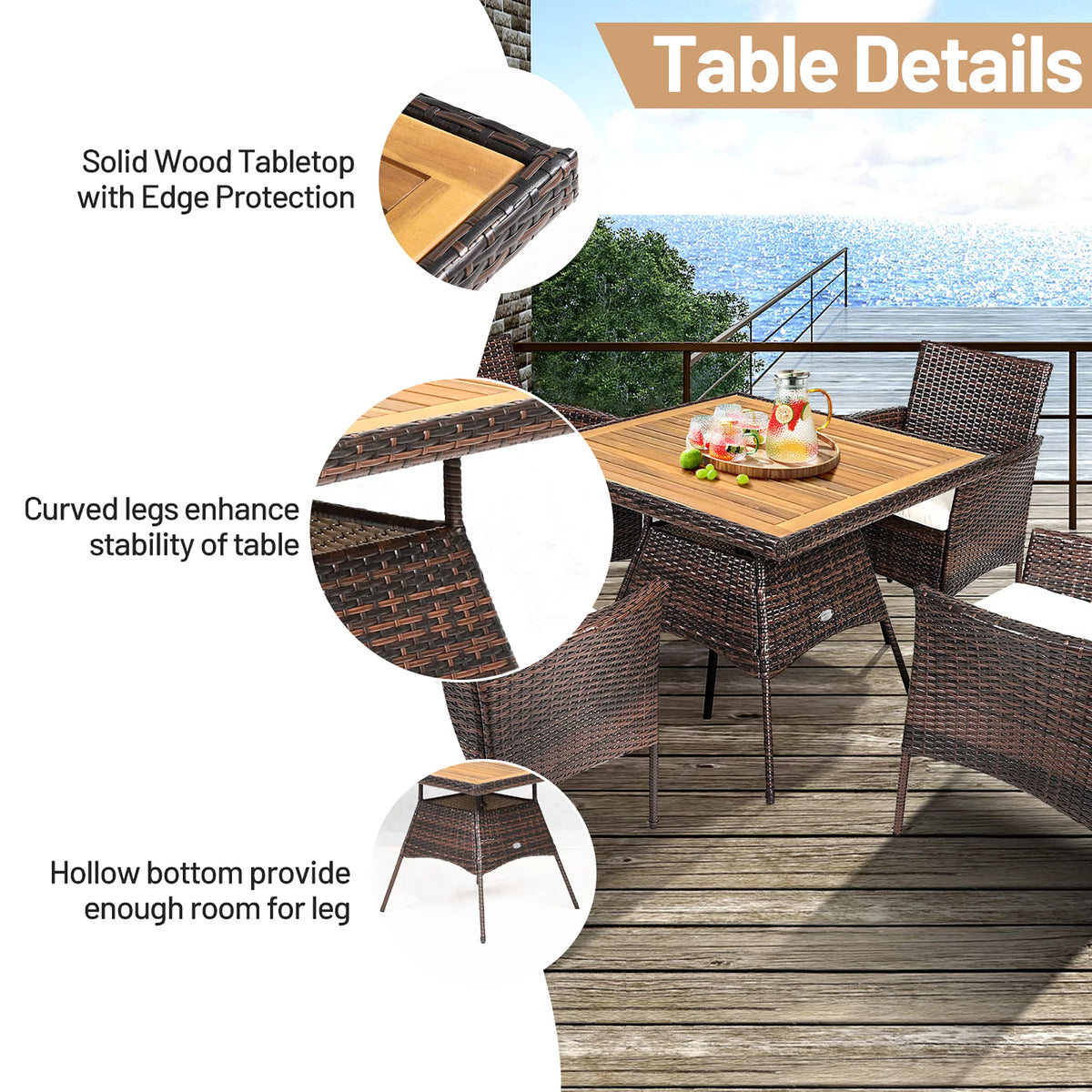 5 Pc Patio Rattan Dining Furniture Set X2800