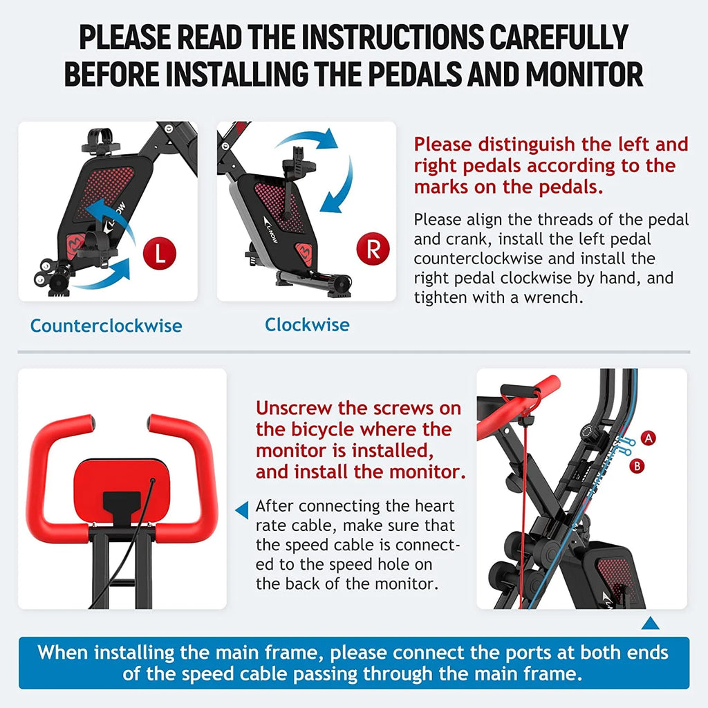 Foldable Magnetic Exercise Bike with Arm Resistance Bands R4947