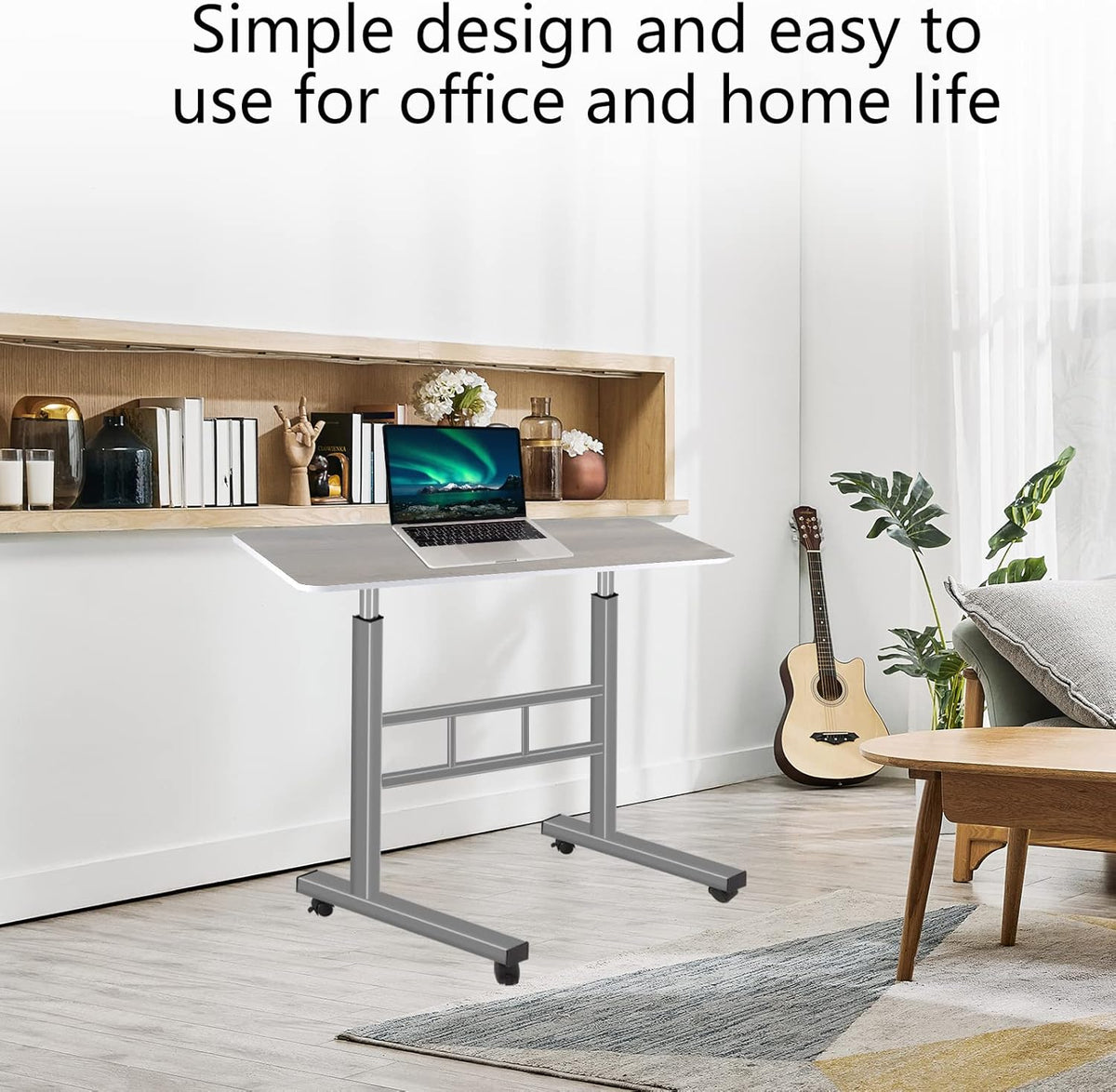 Height Adjustable Rolling Desk Cart with Wheels H302386