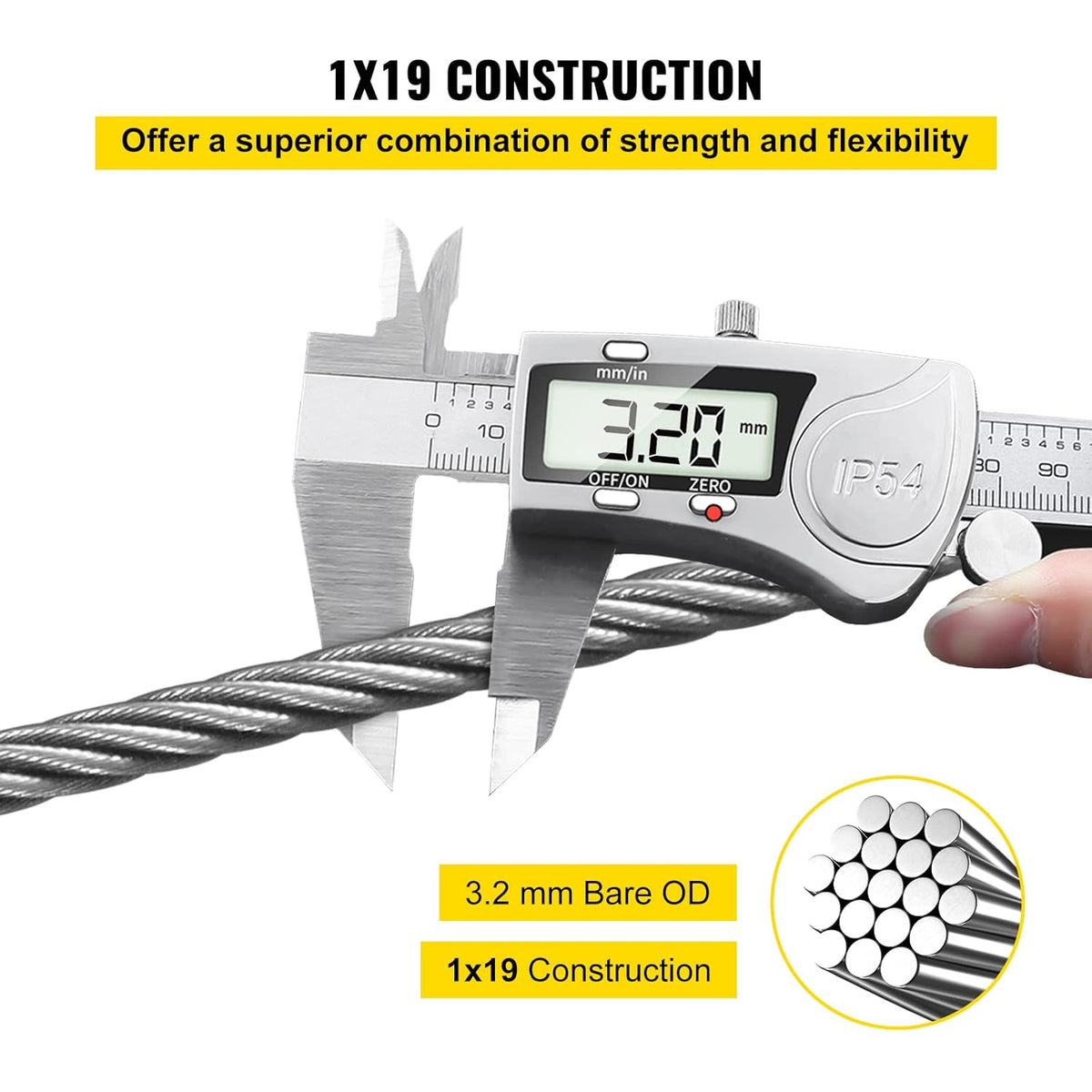 500FT 1/8 Inch Stainless Steel 1x19 Wire Rope Q254