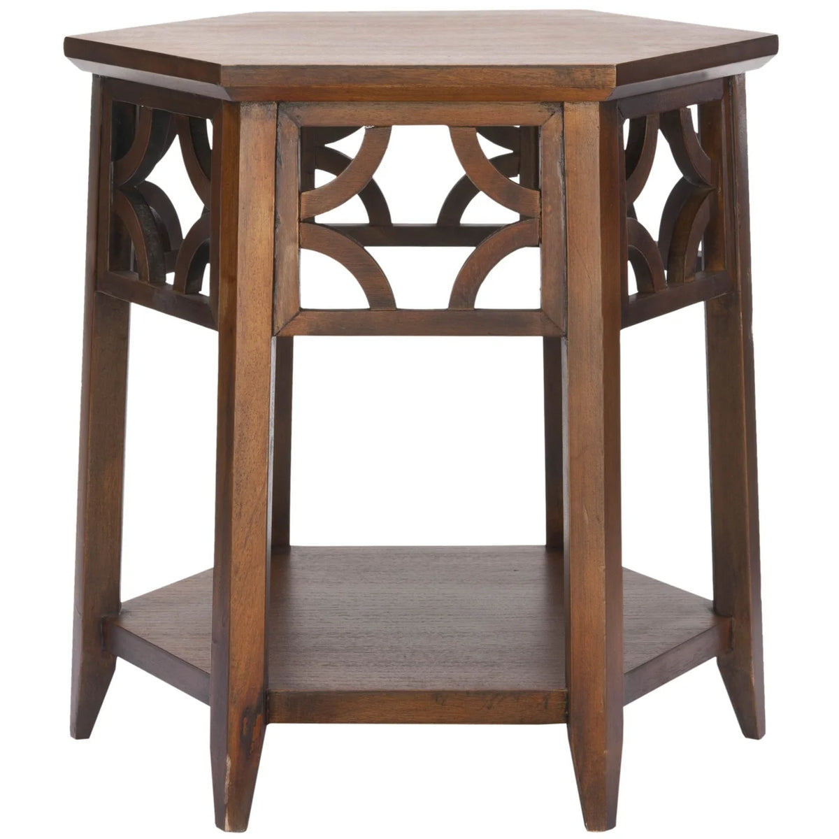 Brown Hexagon End Table H664148