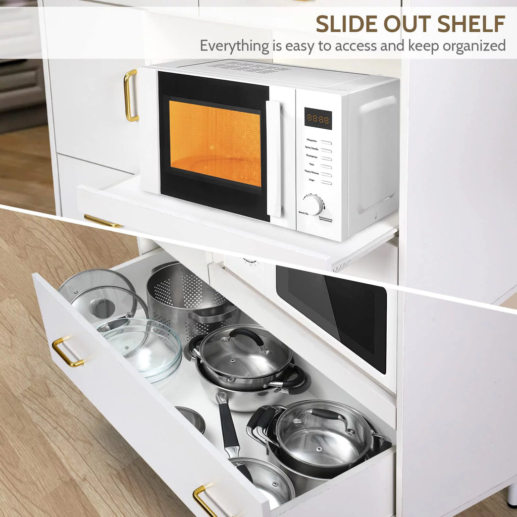 White 71'' Kitchen Pantry Storage Cabinet with 3 Drawers O884