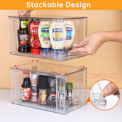 Clear Stackable Kitchen Storage Drawers with Handles C55647