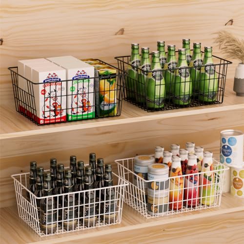 Freezer Baskets, Pantry Storage Bins, Metal Wire Organizer 14"x11"x6" K321950