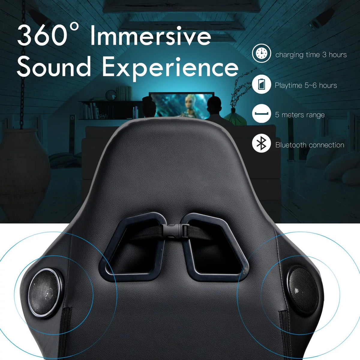 Gray Gaming Chair with Speakers and Footrest G848181