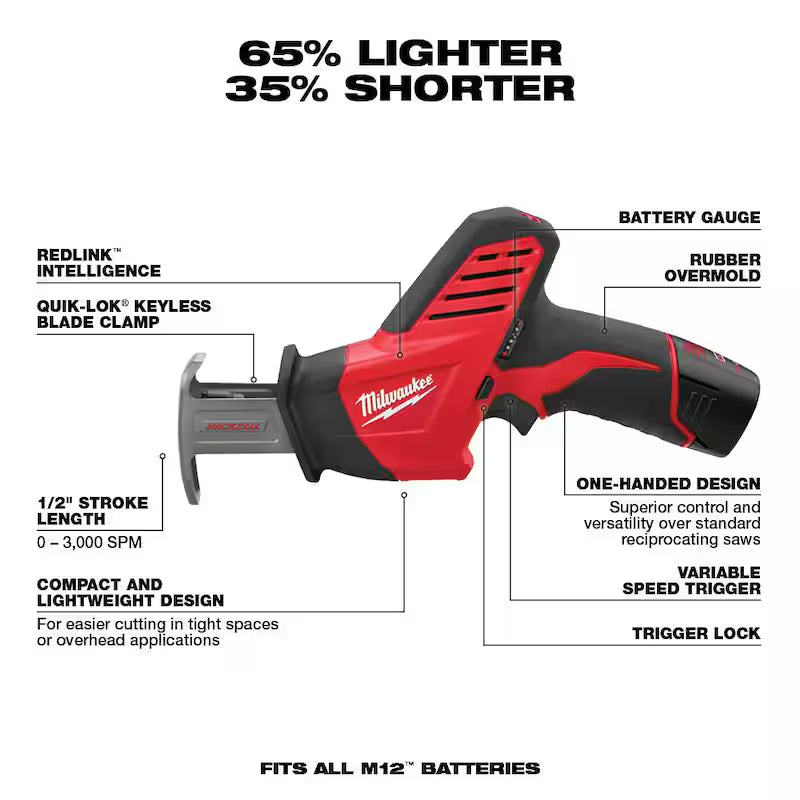 12V Cordless Reciprocating Saw Kit with Oscillating Multi-Tool & 6.0Ah Battery Pack G5484