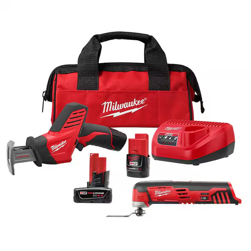 12V Cordless Reciprocating Saw Kit with Oscillating Multi-Tool & 6.0Ah Battery Pack G5484