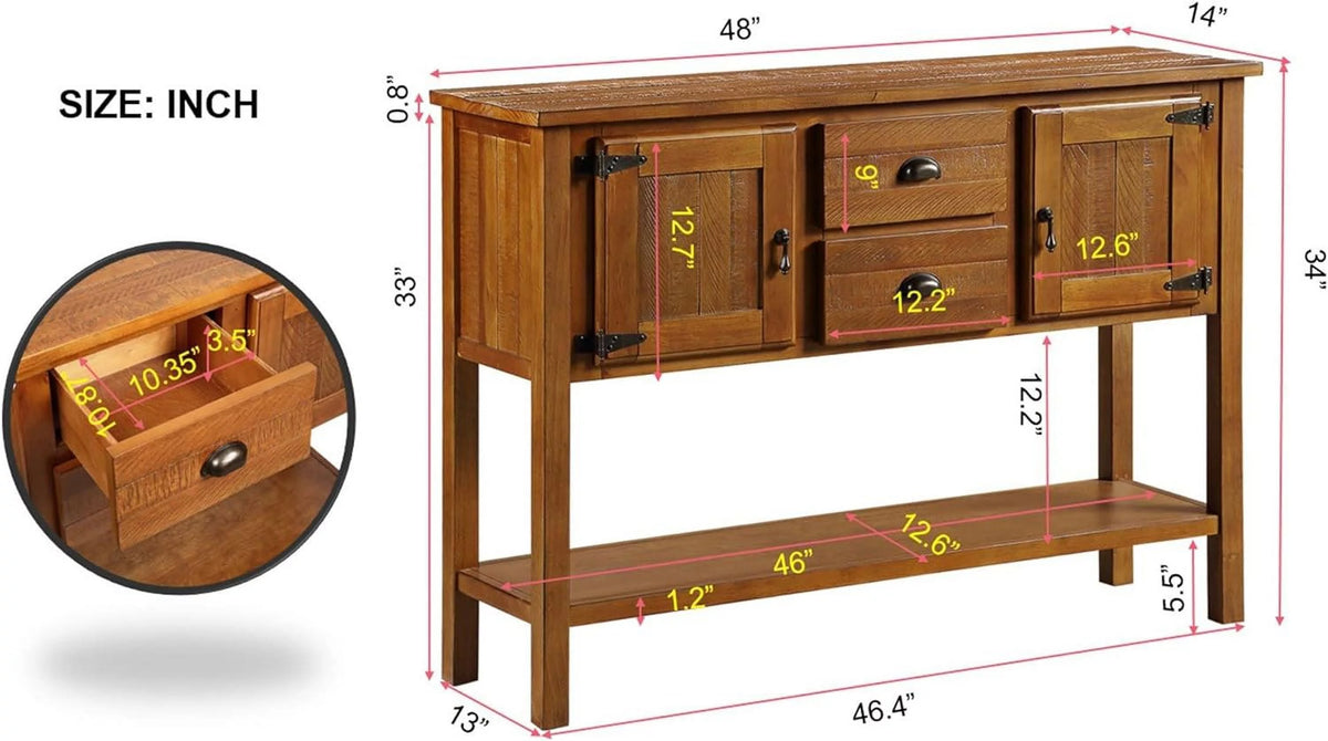 Brown Console Table with 2 Drawers and Cabinets C443953