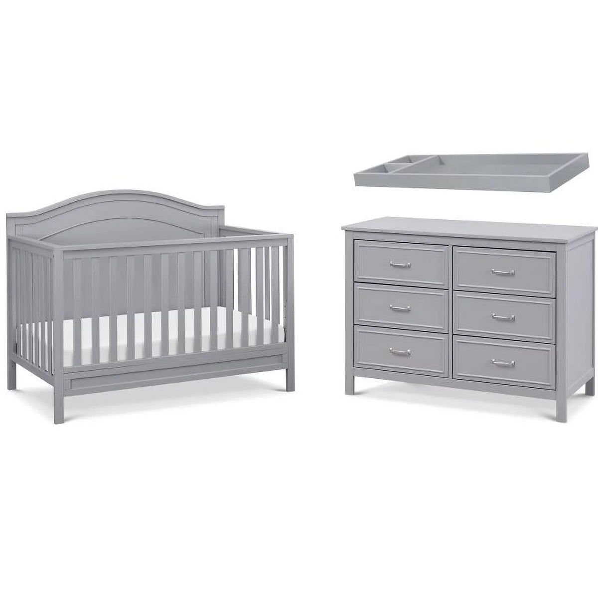 Gray Convertible Crib and Dresser Set with Changing Tray V8601
