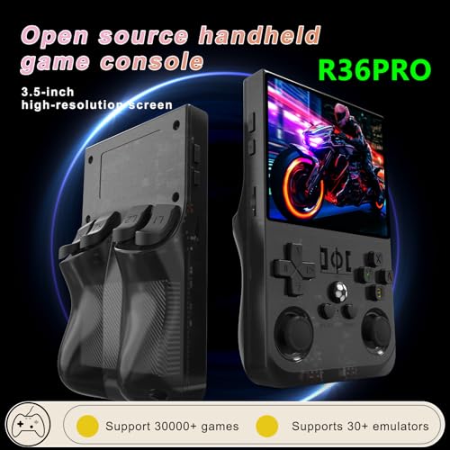 4.0 inch IPS Screen Retro Handheld Game Console 18000+ Games Transparent Black W67626