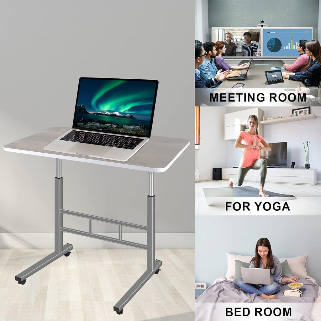 Height Adjustable Rolling Desk Cart with Wheels H302386