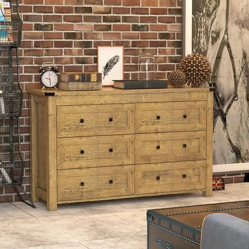 Farmhouse 6 Drawer Wood Dresser W805