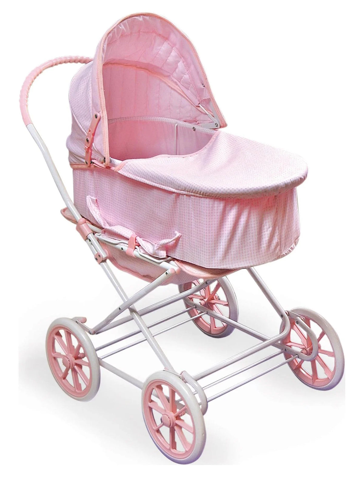 Pink Gingham Doll Pram Carrier Stroller F70112