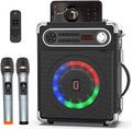 Karaoke Machine with 2 Wireless Microphones Bluetooth Speaker System E47433
