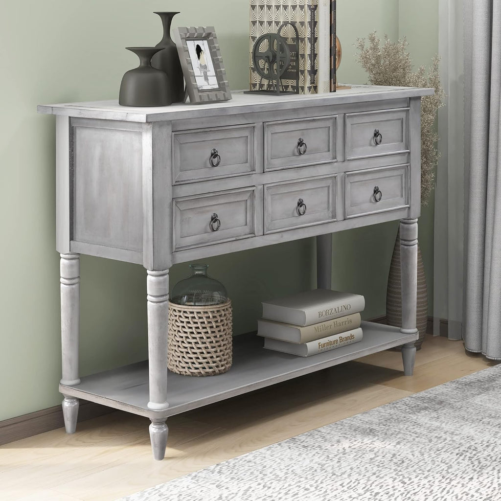 Navy Blue 6 Drawer Sideboard Console Table A79712
