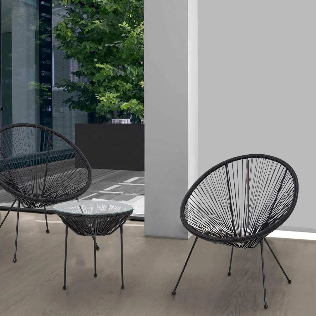 Bistro Table Set Outdoor Chairs Set of 2 Black C65161
