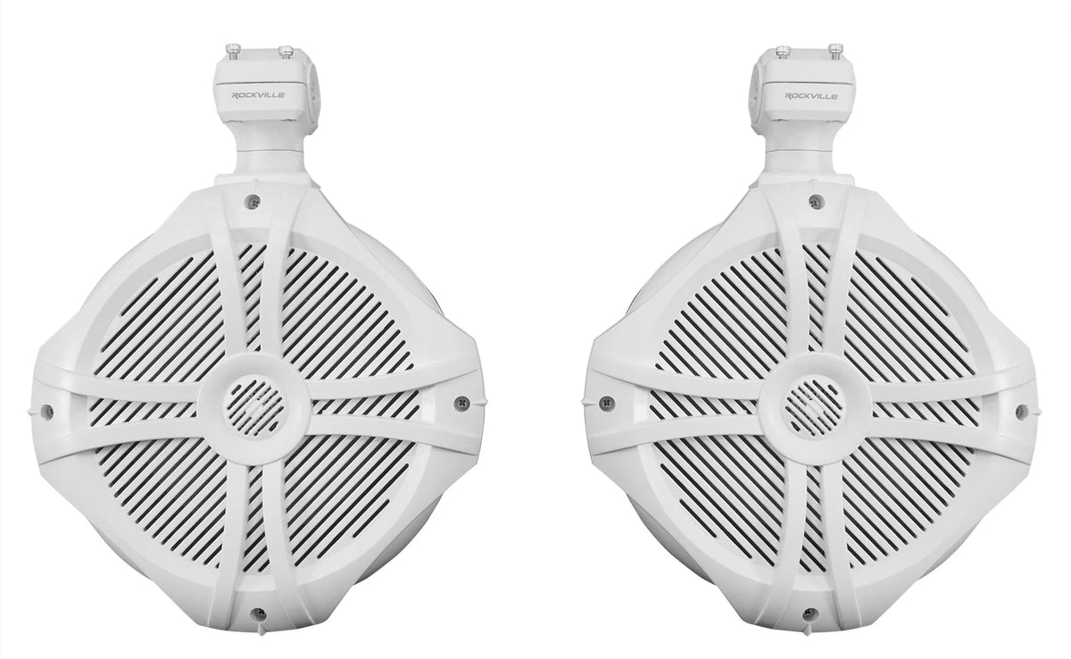 White 600w Marine Wakeboard Tower Speakers and Amplifier K657
