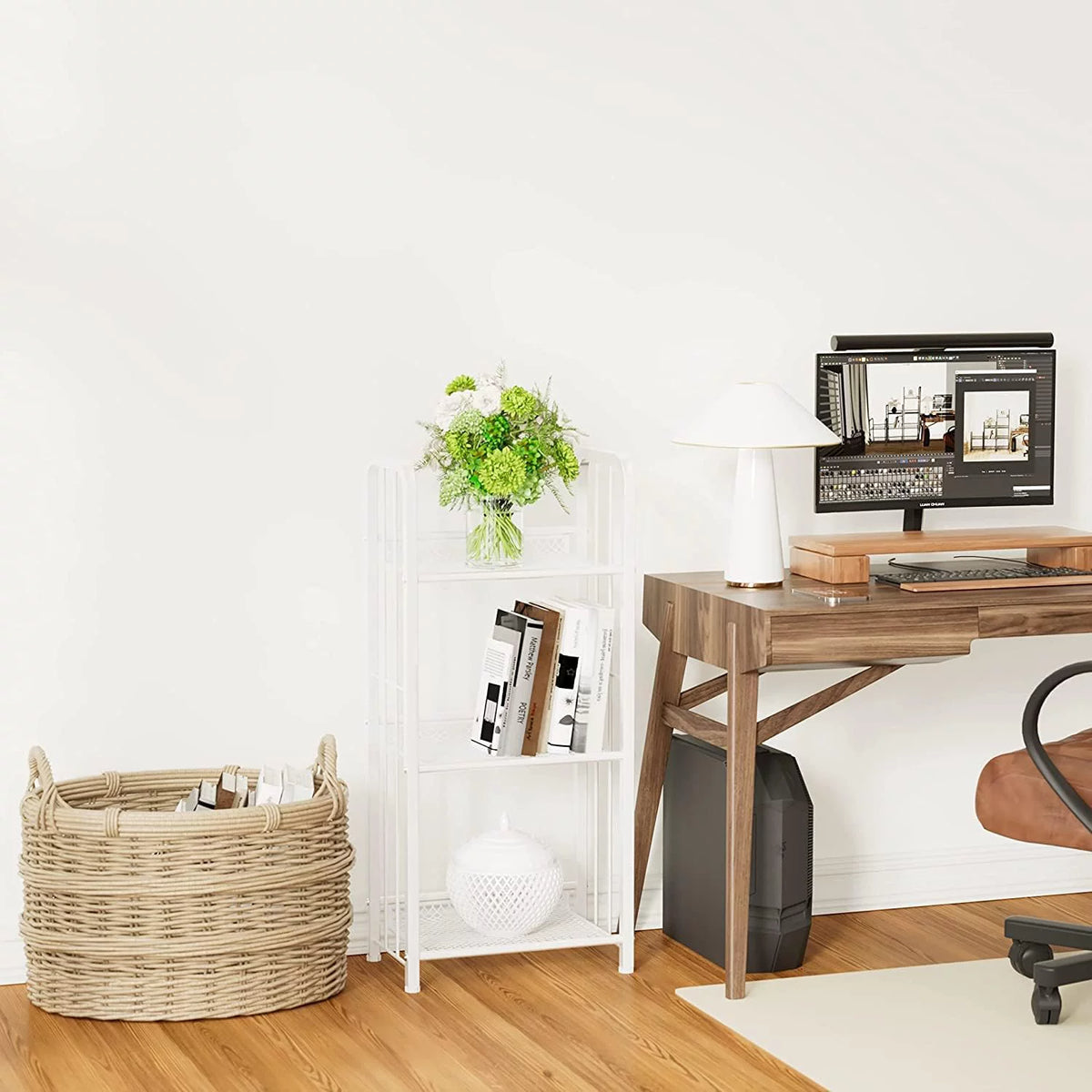White 3 Tiers Bookshelf Storage Shelf X76959