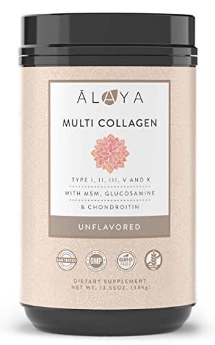 Multi Collagen Powder Type I II III V X Hydrolyzed Collagen Peptides Protein Powder Supplement with MSM + GC Unflavored 40 Servings E542750