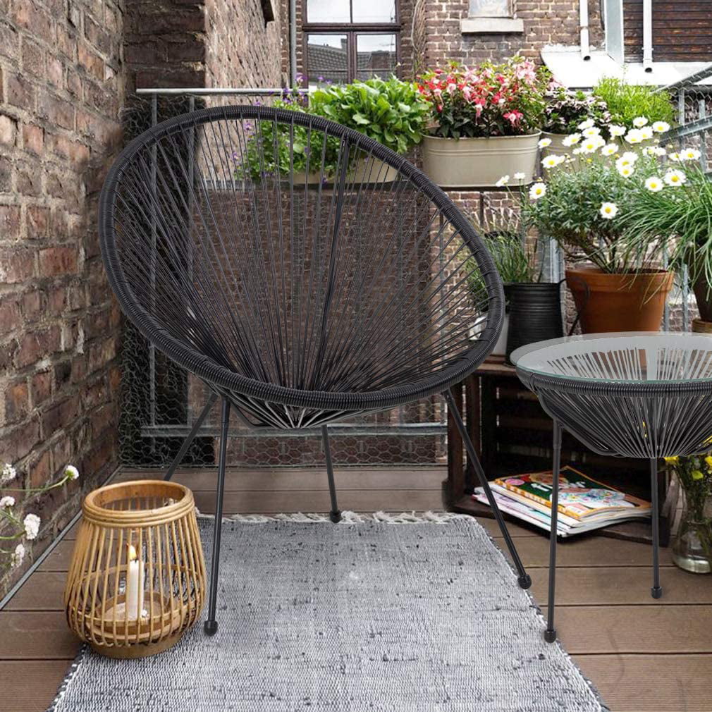 Bistro Table Set Outdoor Chairs Set of 2 Black C65161