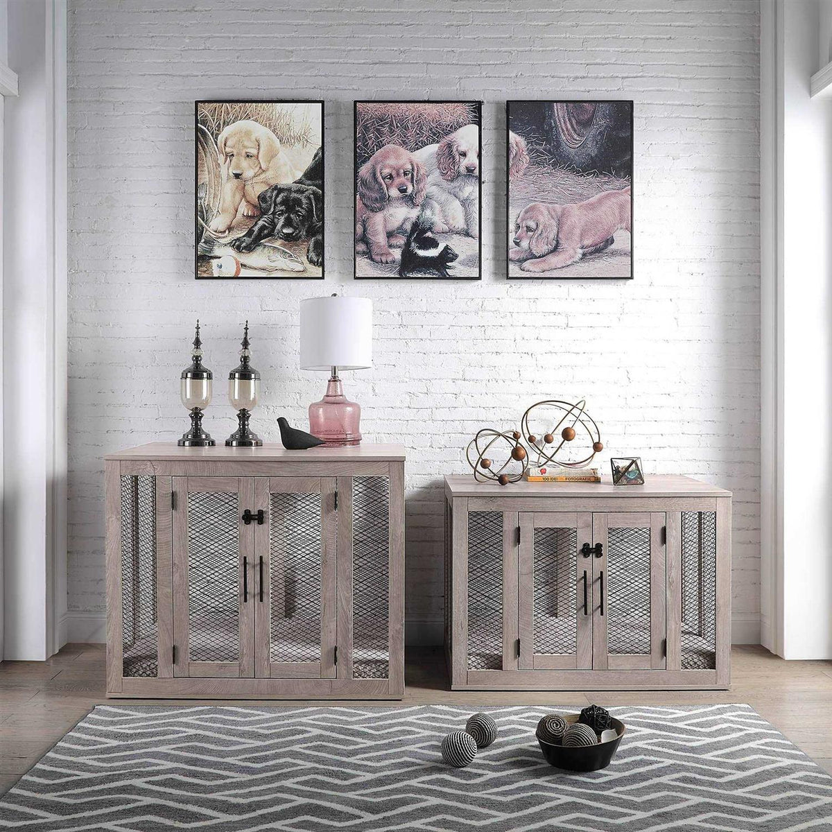 Dog Crate with Cushion and Tray Q791